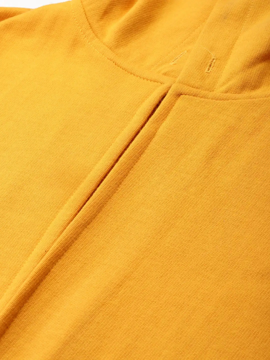 Yellow long jacket with printed hoodie