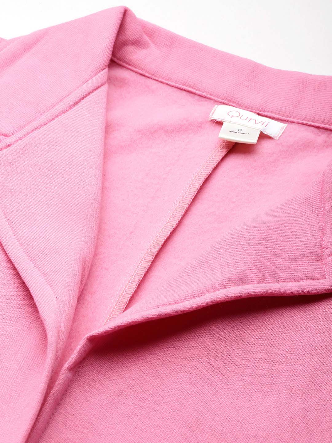 Baby pink fleece long jacket