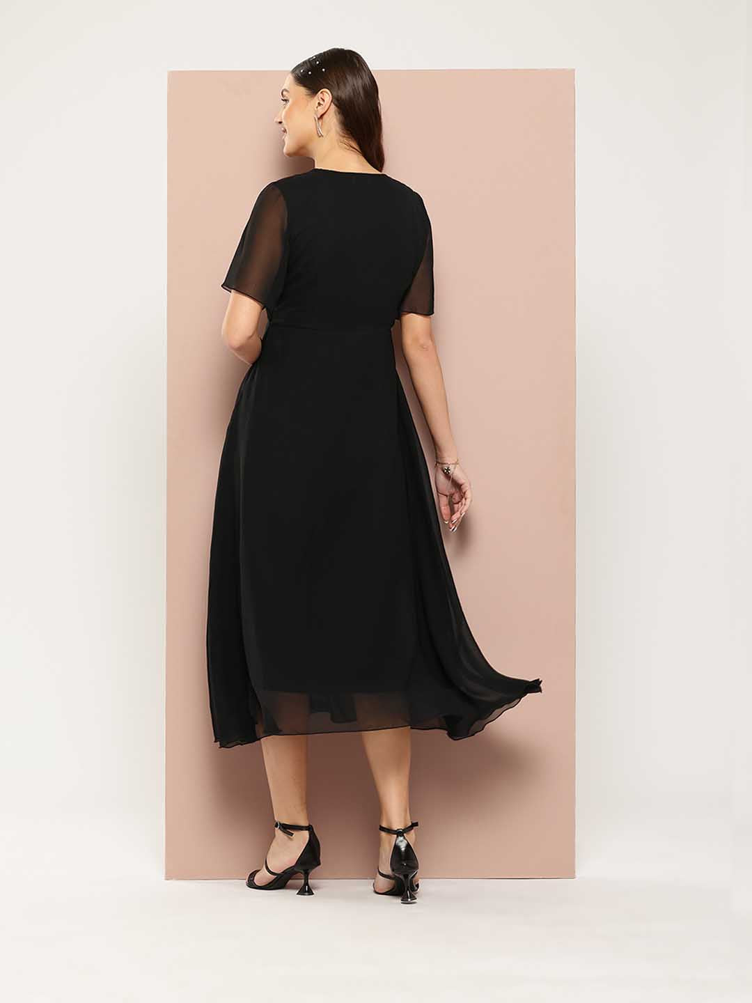 Elegant Black georgette party Maxi dress.