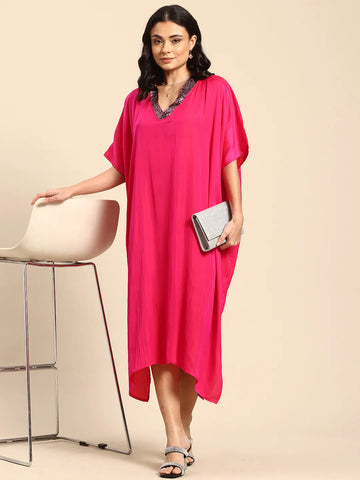Magenta Silk Dress