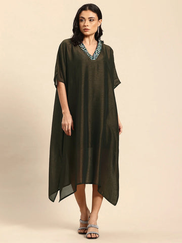 Olive Silk Dress