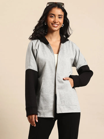 Color-block zipper hoodie