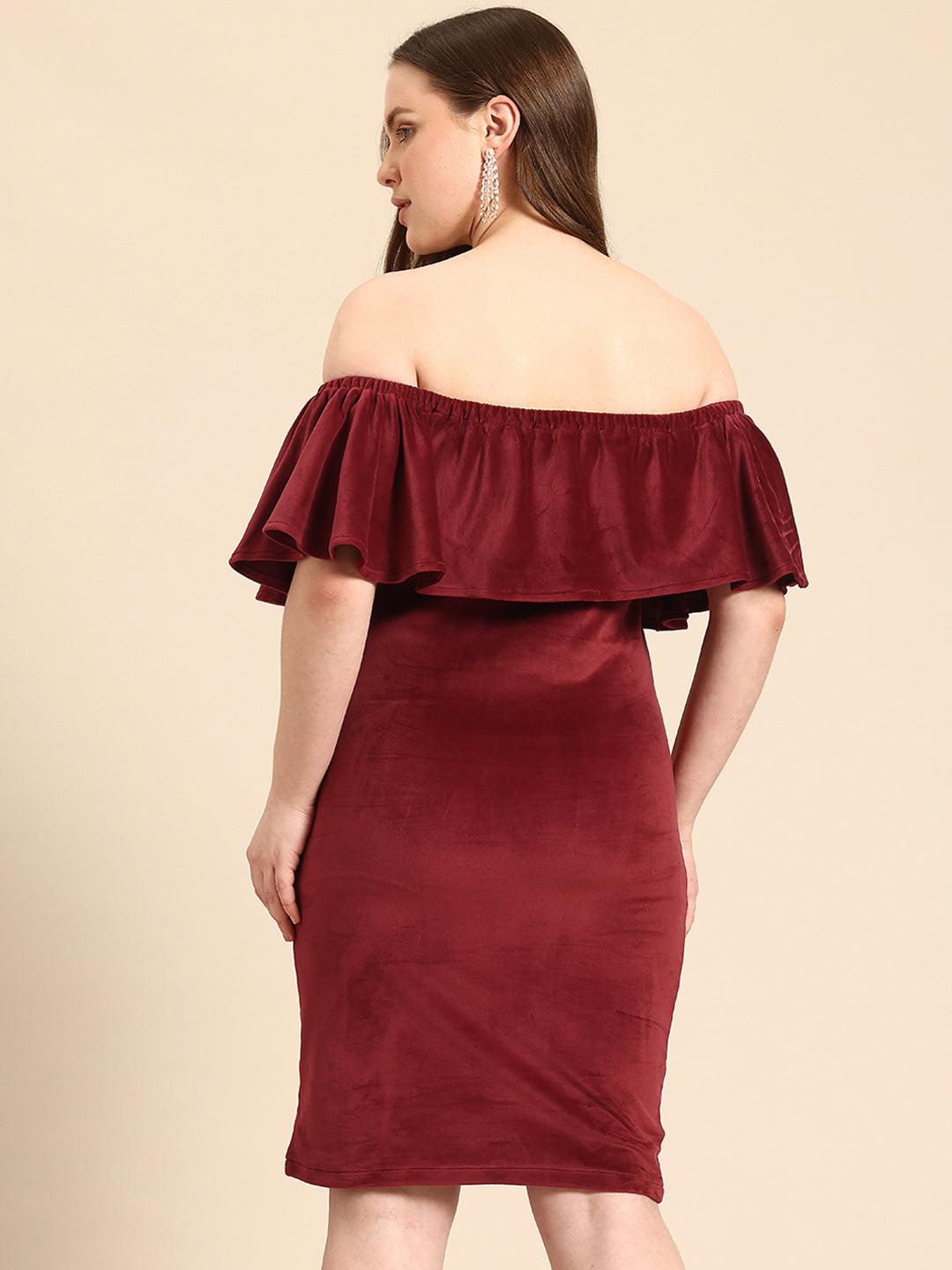 Off-shoulder velvet dress