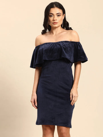 Velvet off-shoulder dress