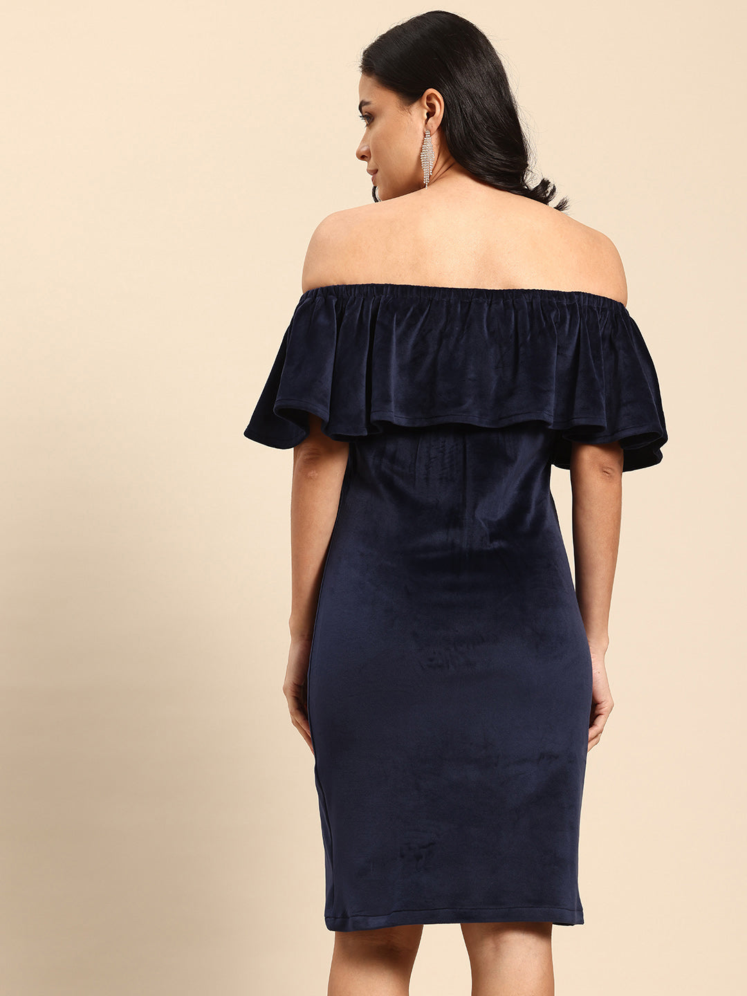 Velvet off-shoulder dress