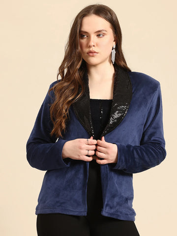 Blue velvet party blazer