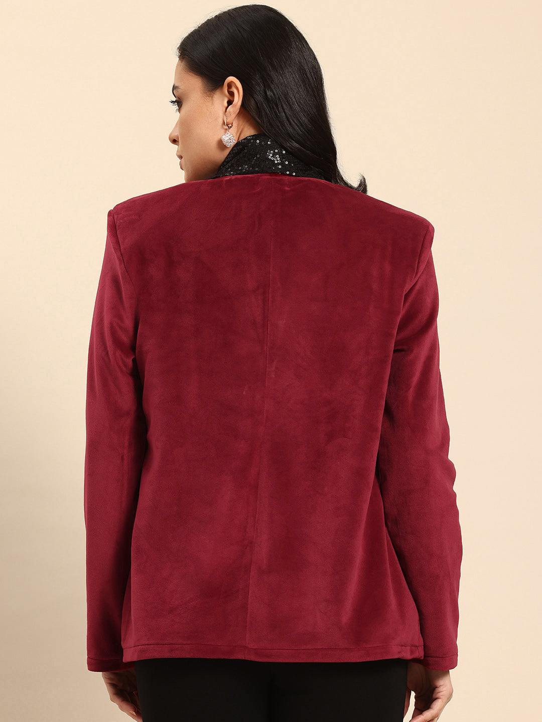 Maroon velvet party blazer