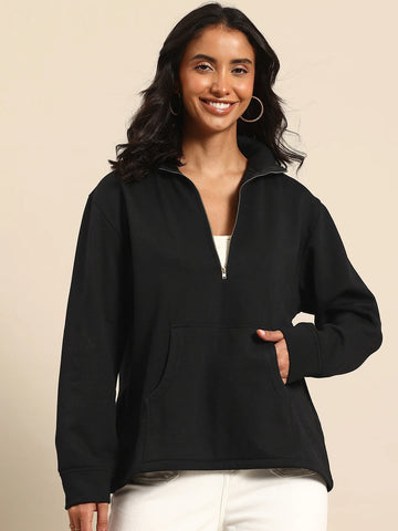 Half zipper black sweatshirt