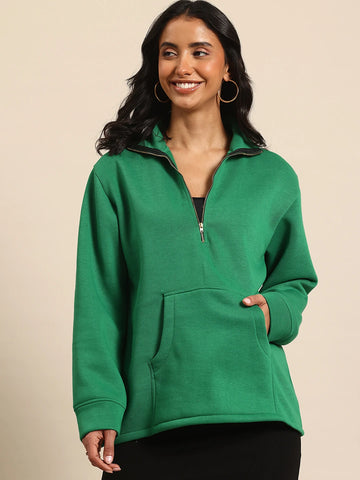 Half zipper green sweatshirt