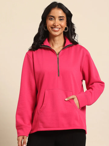 Half zipper pink sweatshirt