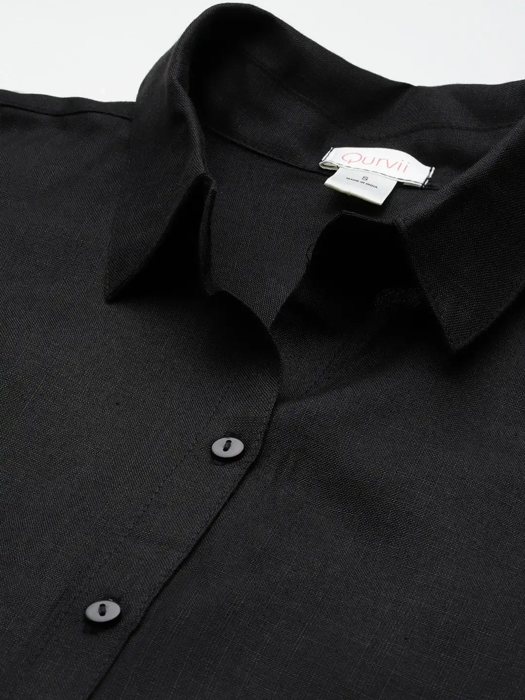 Black cotton regular shirt