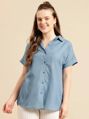 Heather blue cotton shirt