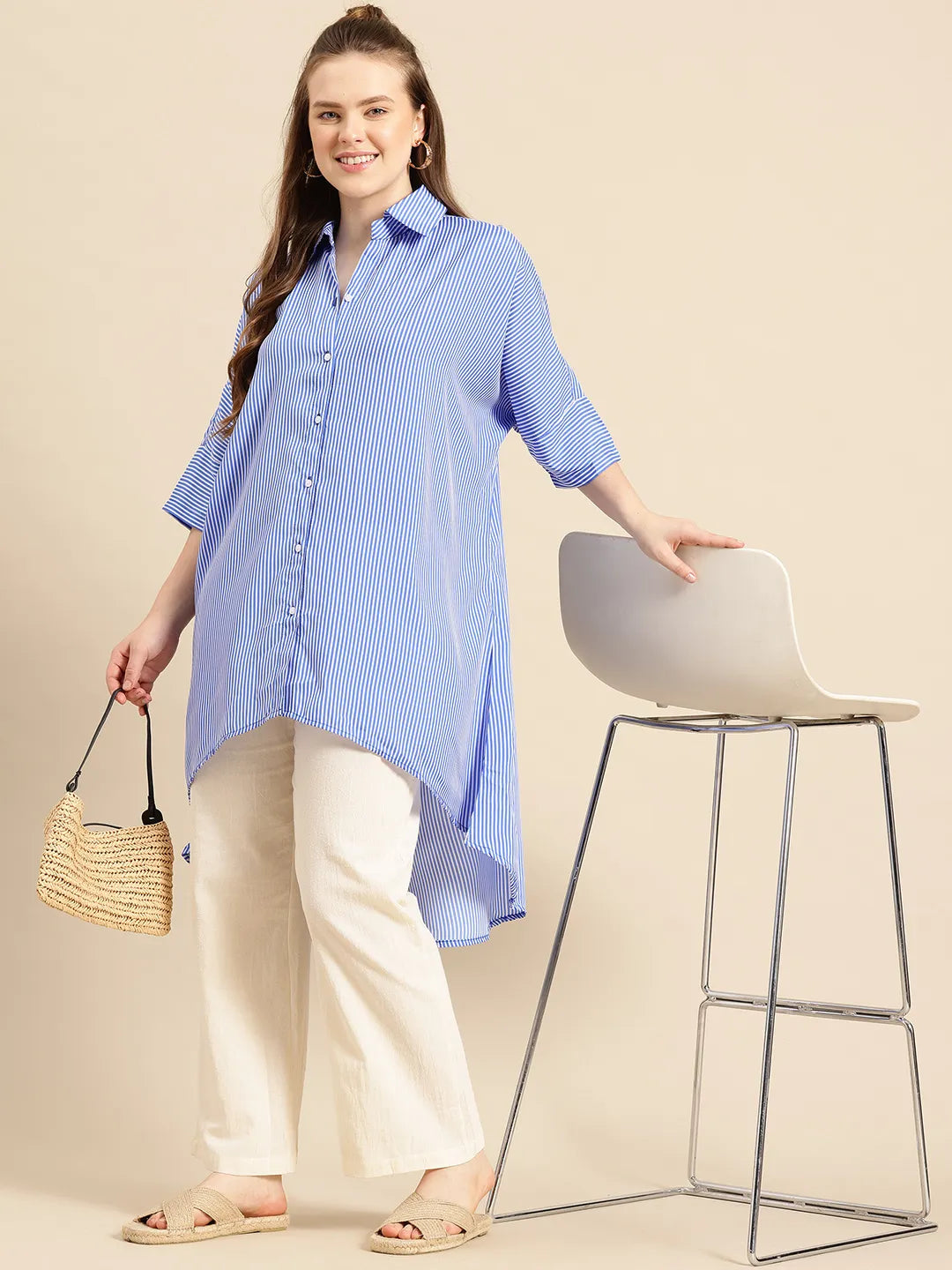 Blue & White Stripe oversized Shirt