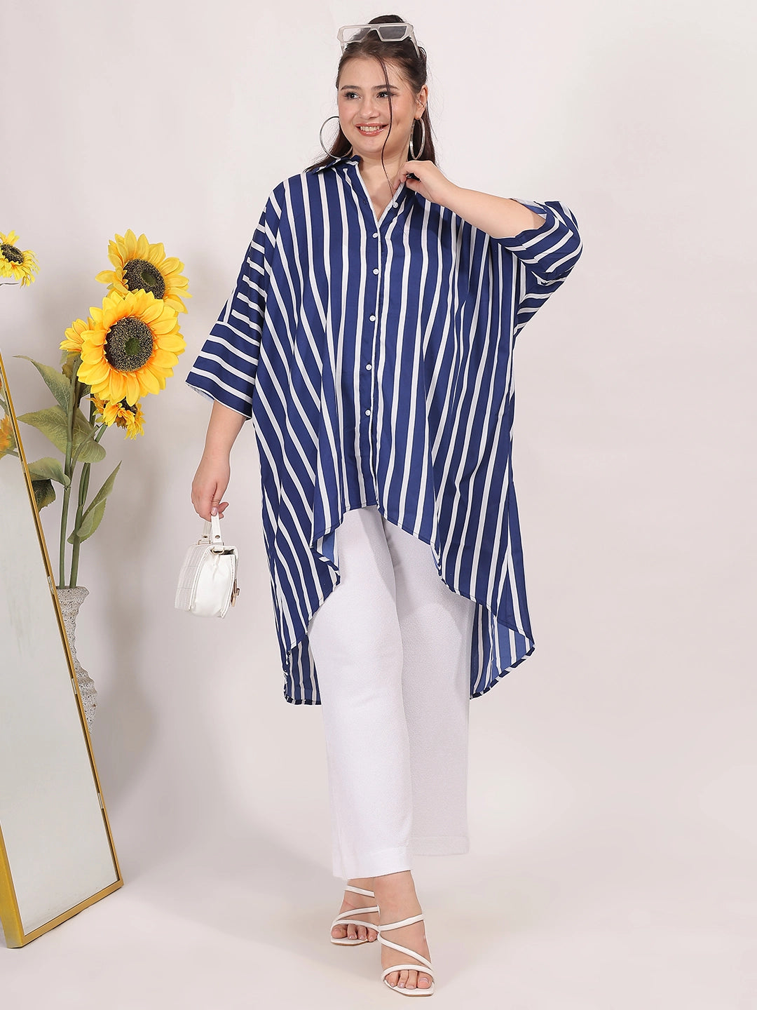 Navy Stripe oversized Shirt