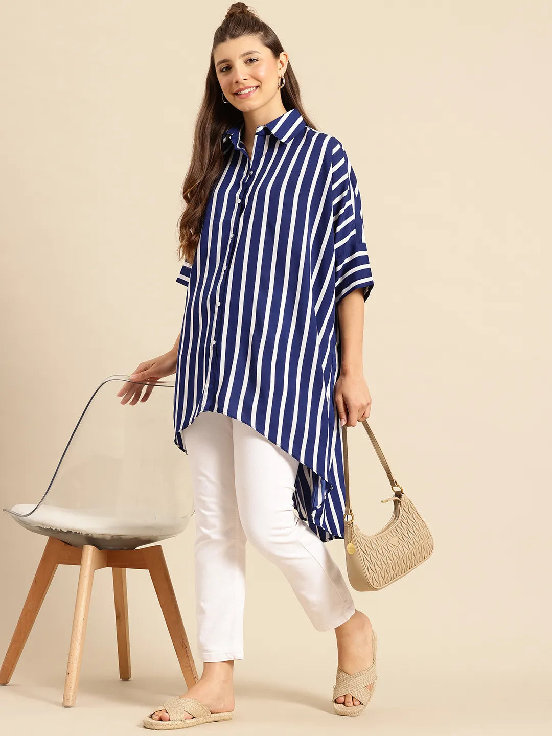 Navy & White Stripe oversized Shirt