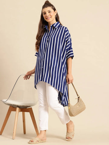 Navy & White Stripe oversized Shirt