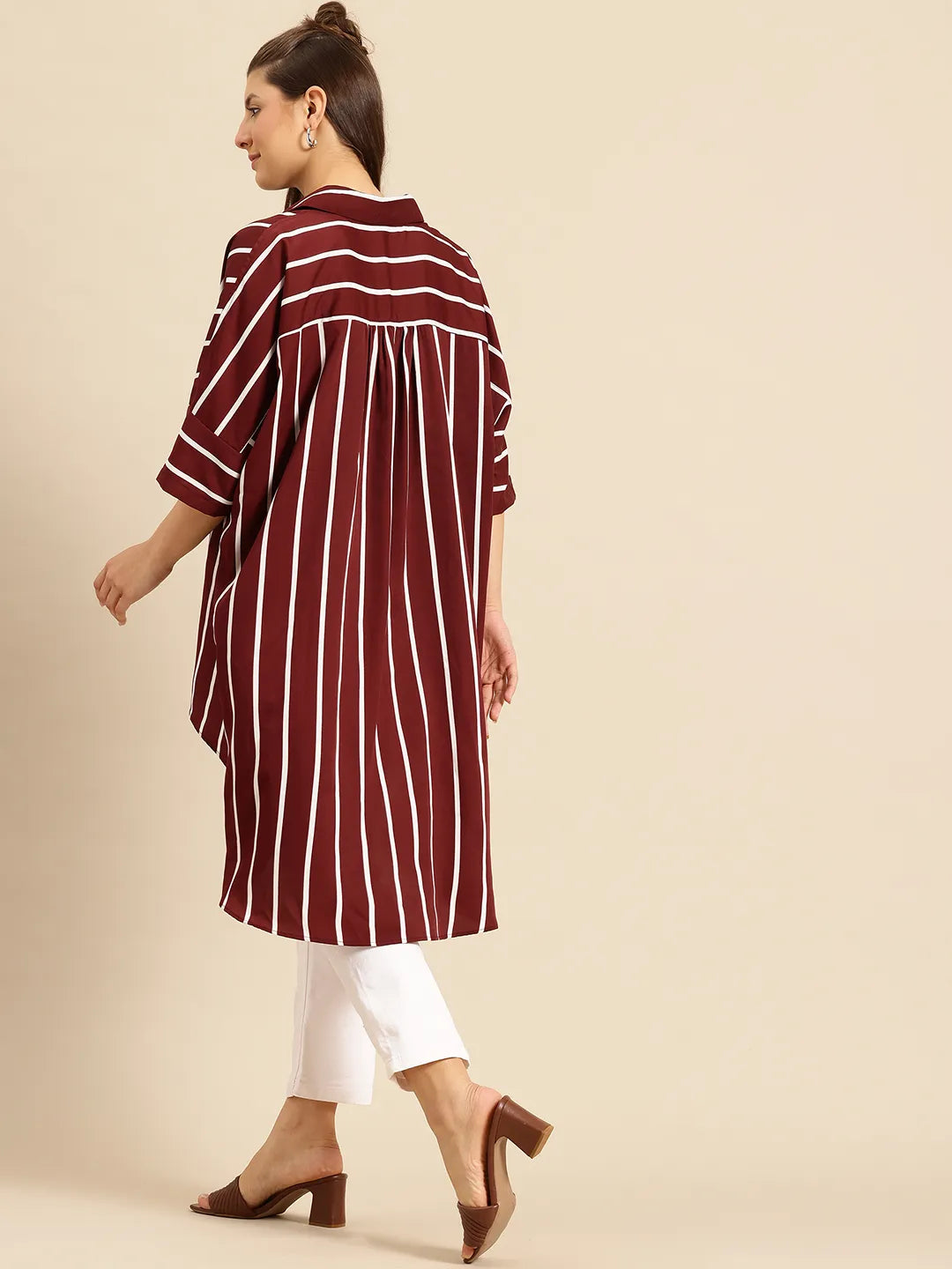 Burgundy Stripe oversized Shirt