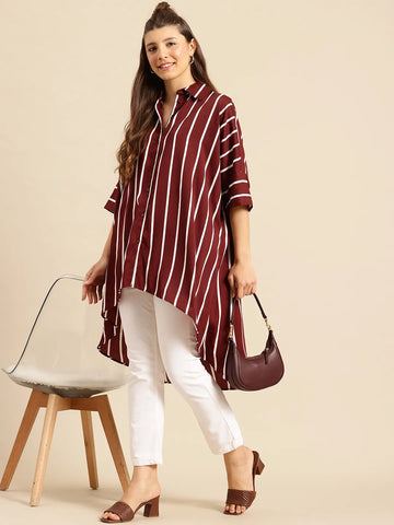 Burgundy Stripe oversized Shirt