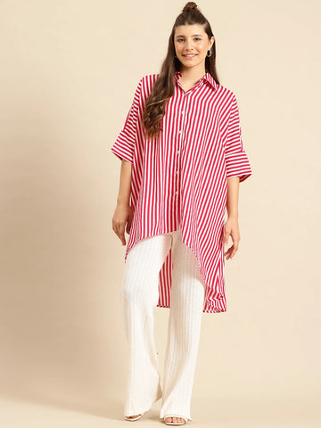 Magenta stripe oversized shirt