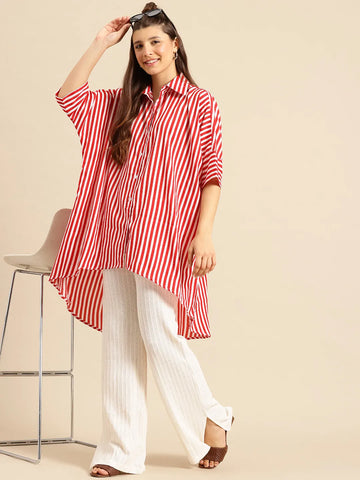 Red stripe oversized shirt