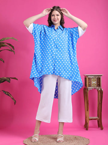 Blue polka dot oversized shirt