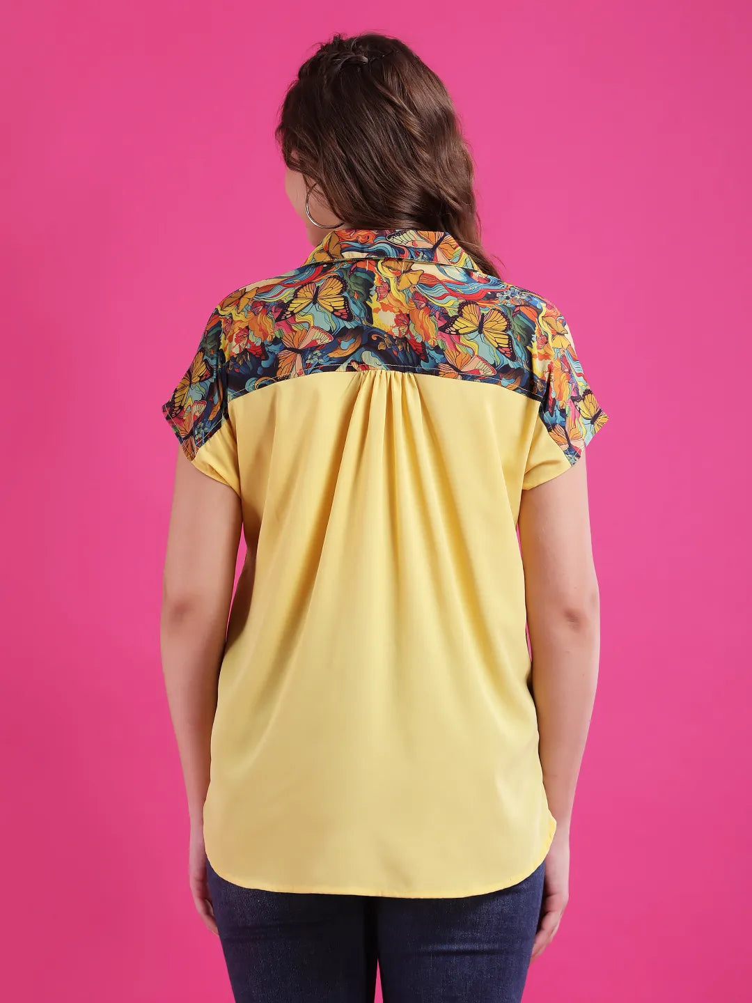 Face print yellow shirt