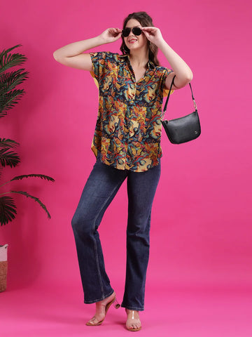 Face print yellow shirt
