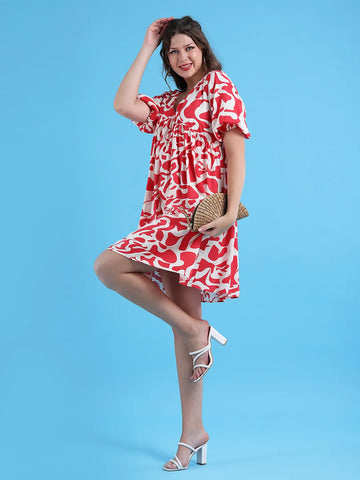 Rayon printed empire dress