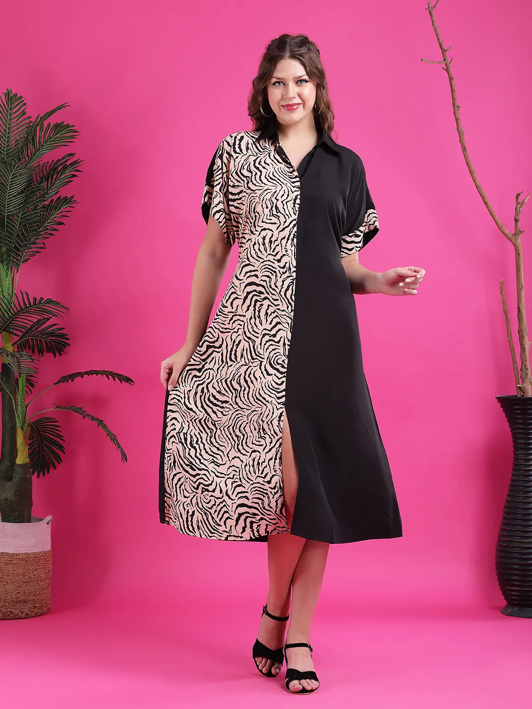Animal print A-line dress