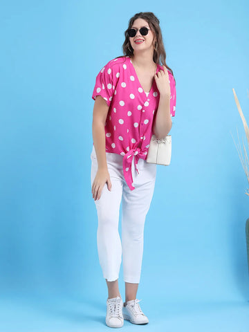 Magenta polka shrug