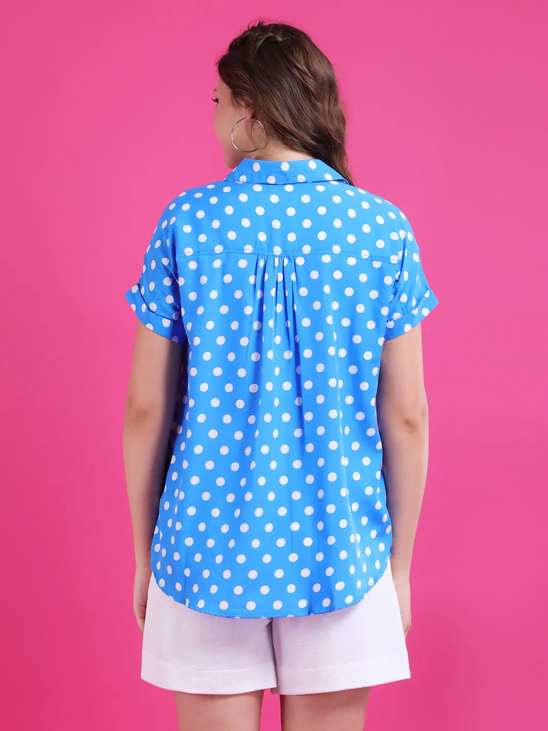 Blue polka drop shoulder shirt