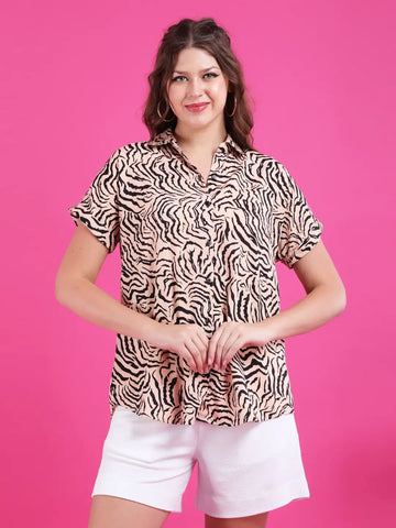 Animal print drop shoulder shirt