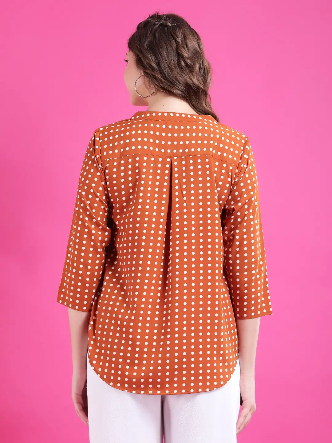 Mustard polka half placket shirt