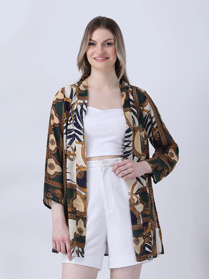 Tropical print shrug