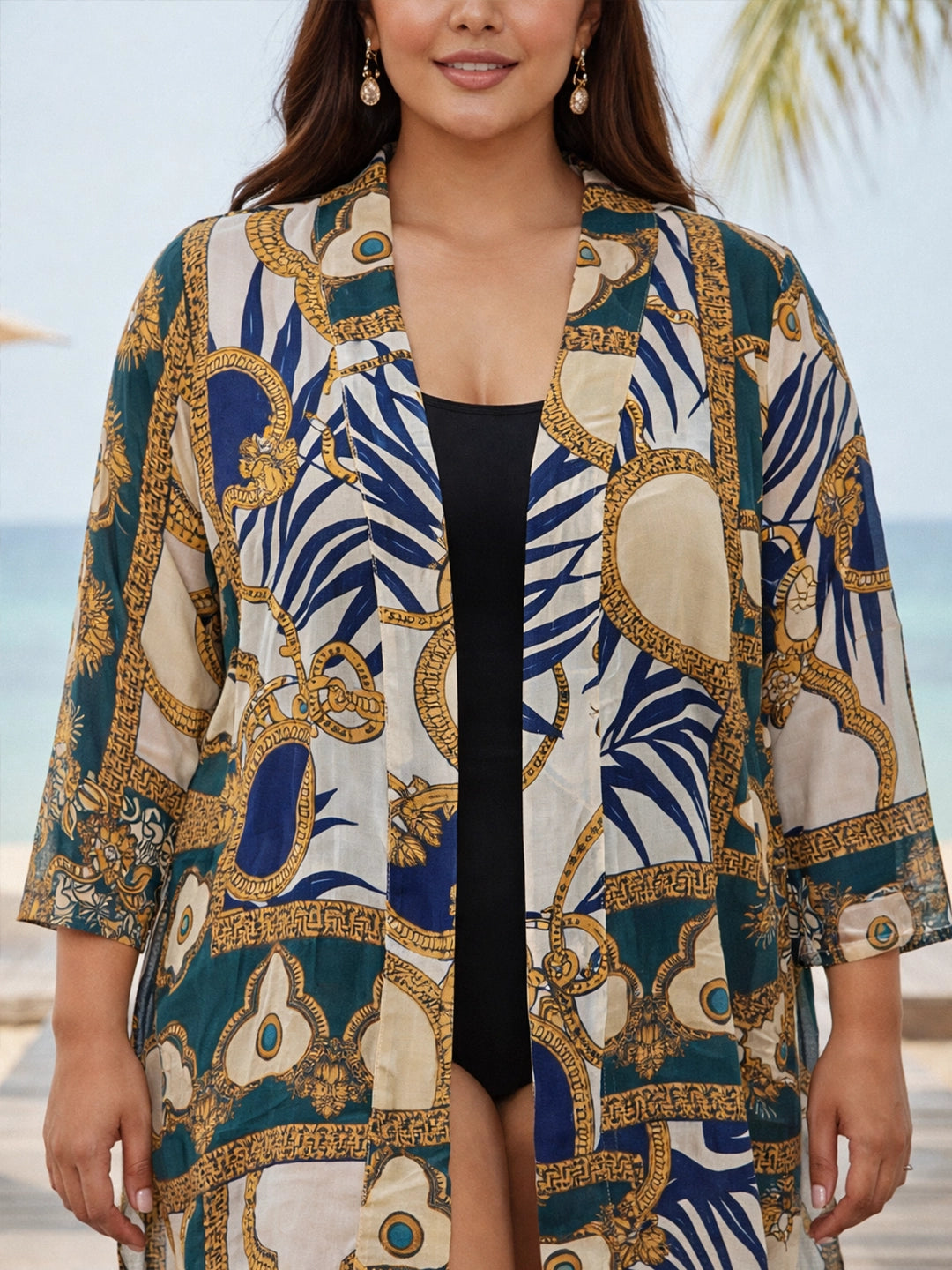 Tropical print shrug