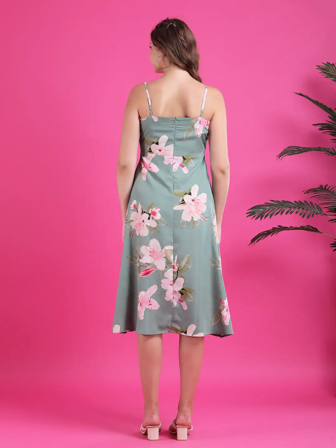 Green floral midi dress