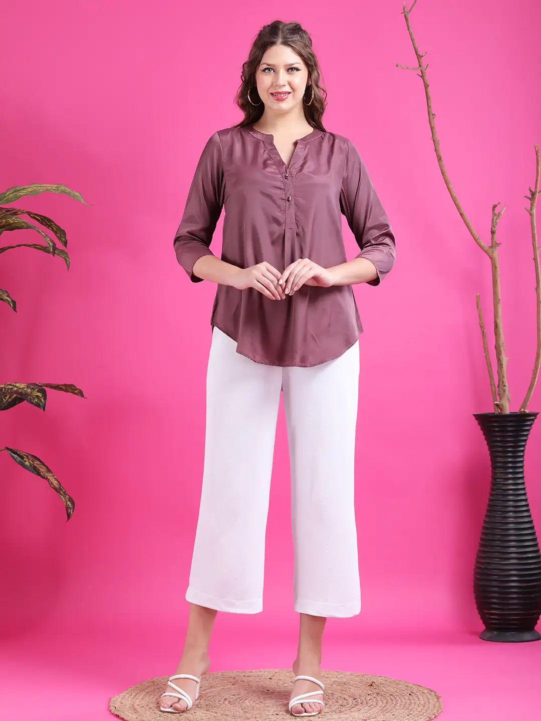 Burgundy half placket shirt