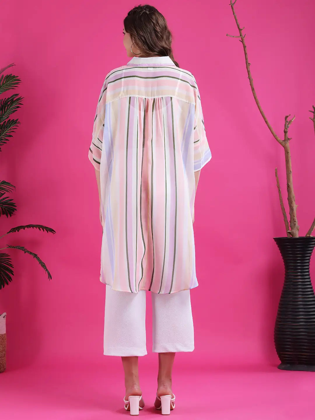 Multi color stripe oversized shirt