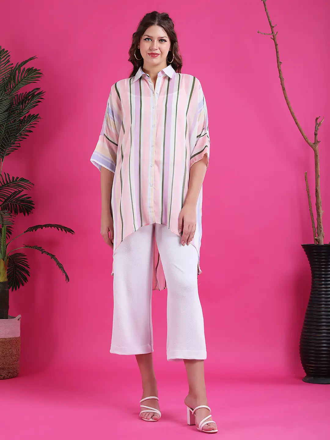 Multi color stripe oversized shirt