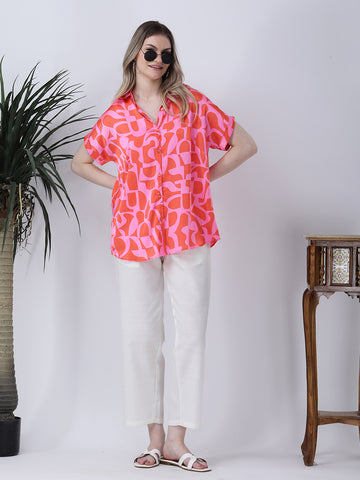 Abstract print drop shoulder shirt