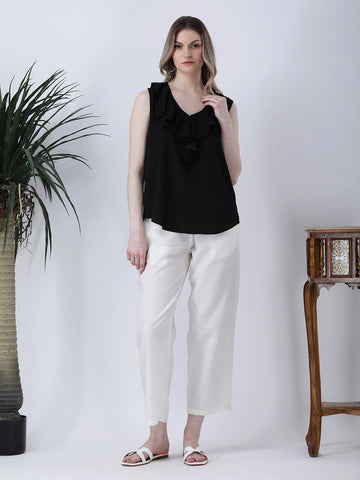 Ruffle neck summer top