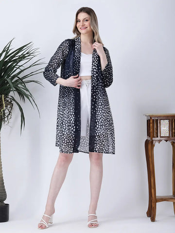 Navy polka long shrug