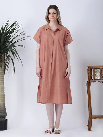 Rust brown oversize linen dress