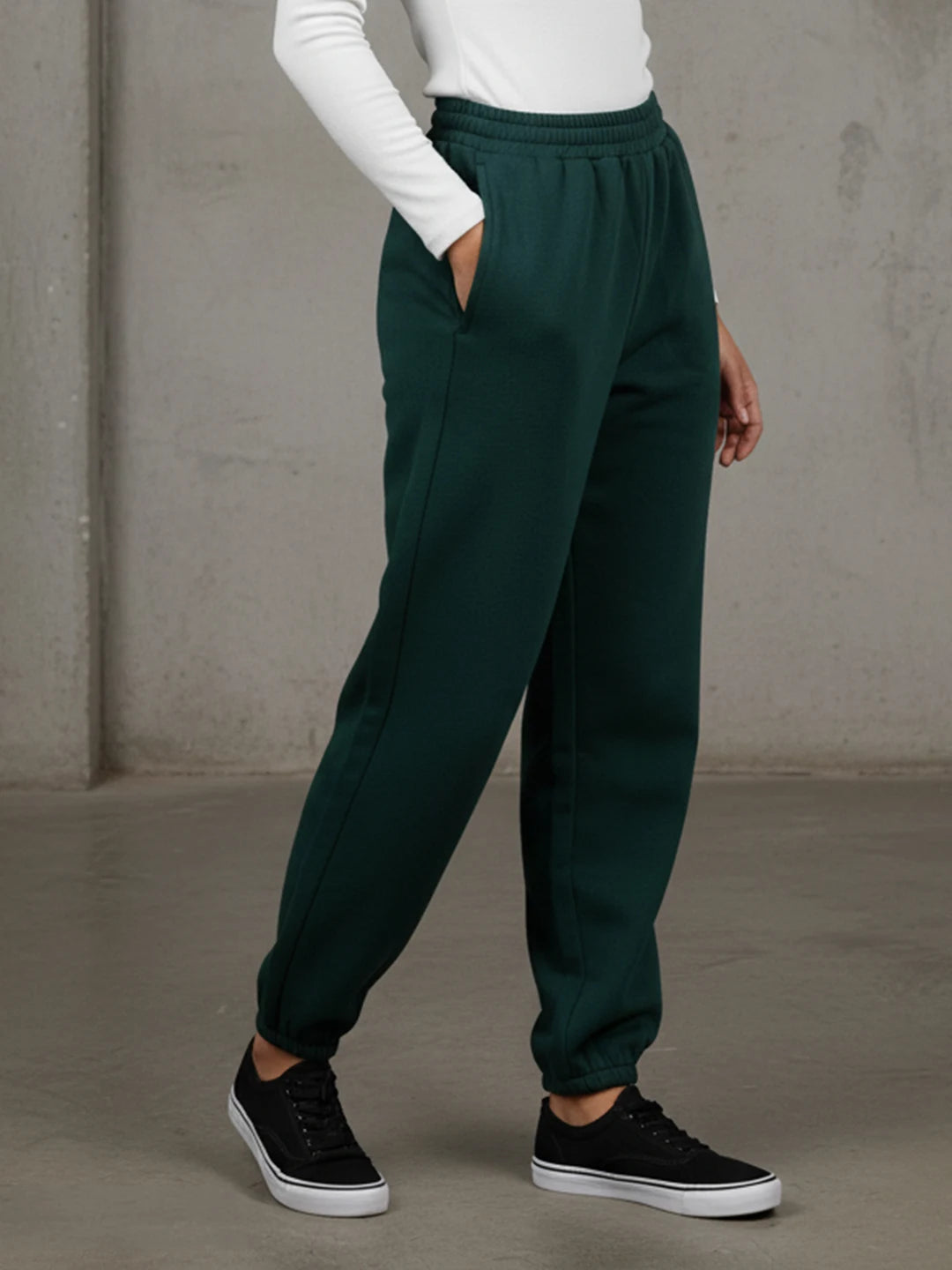 Green fleece joggers