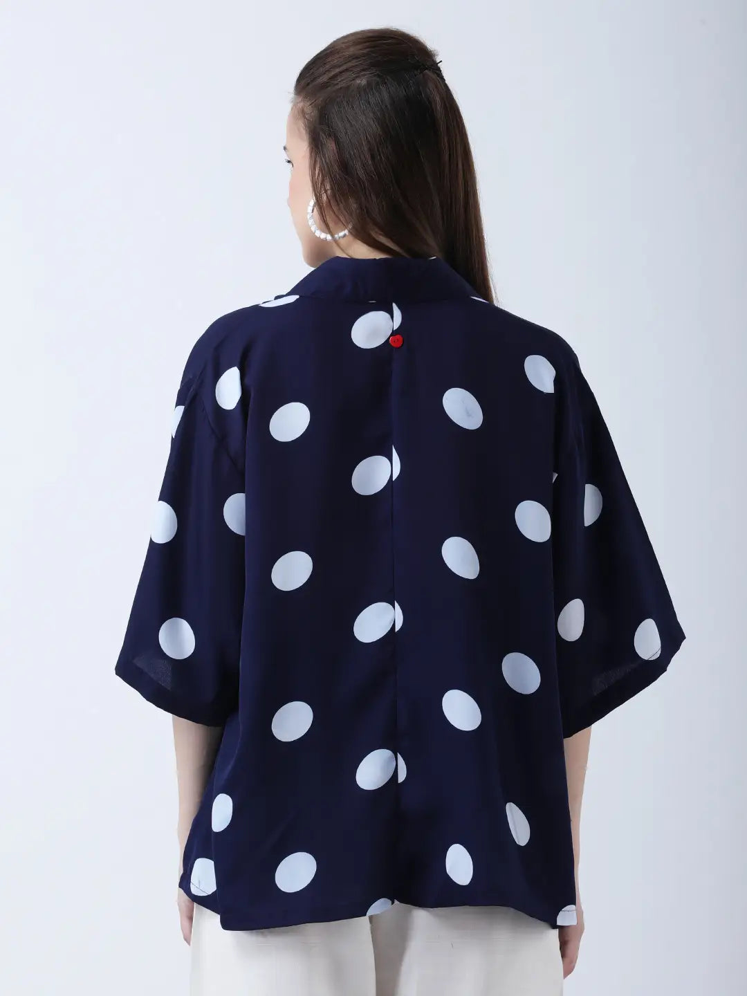 Navy polka oversized shirt