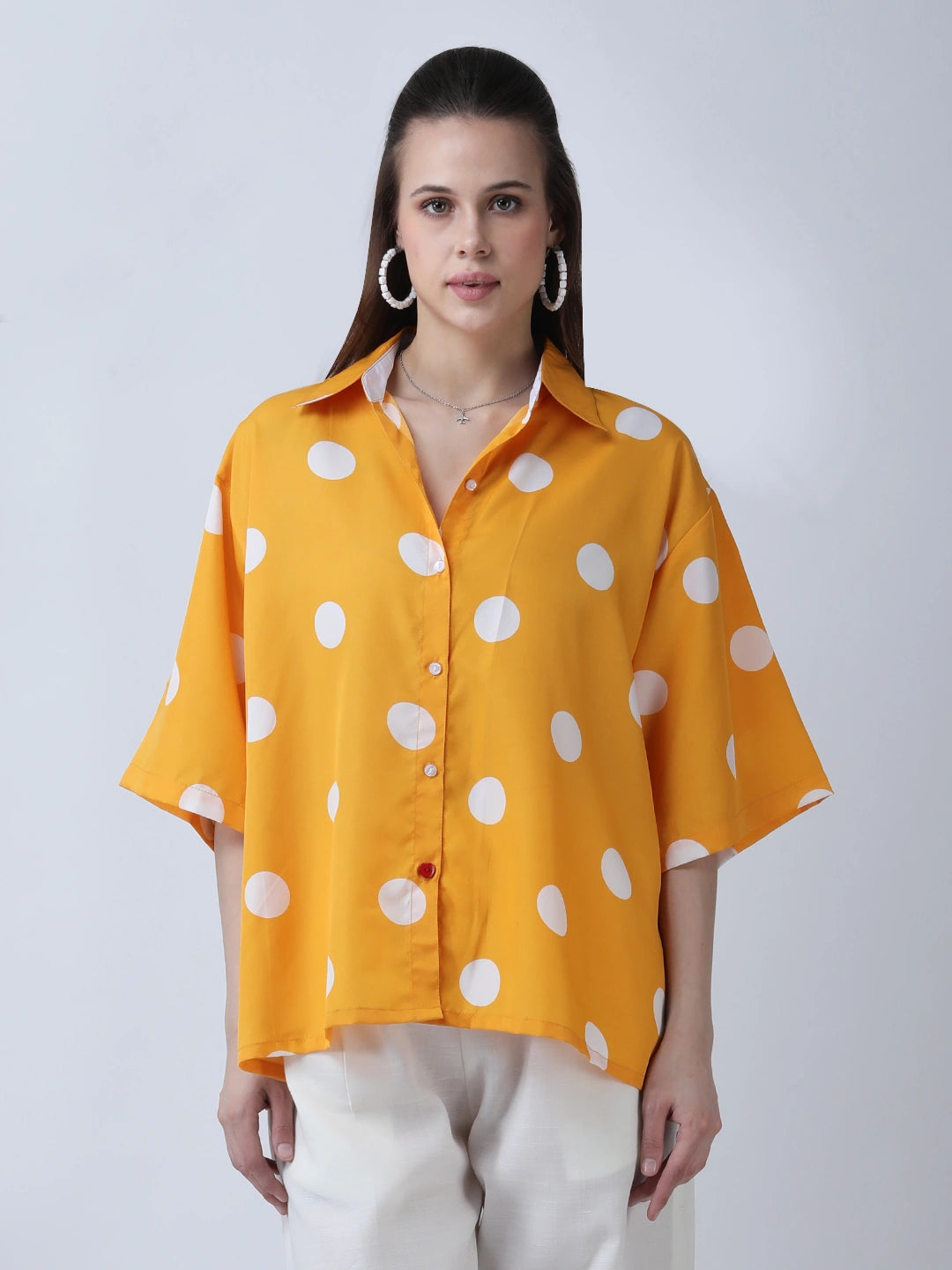Yellow polka oversized shirt