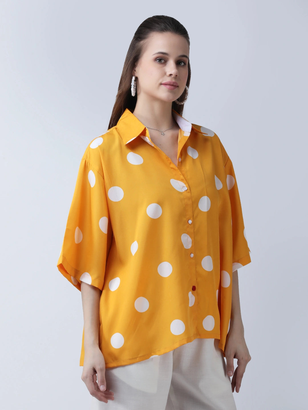 Yellow polka oversized shirt