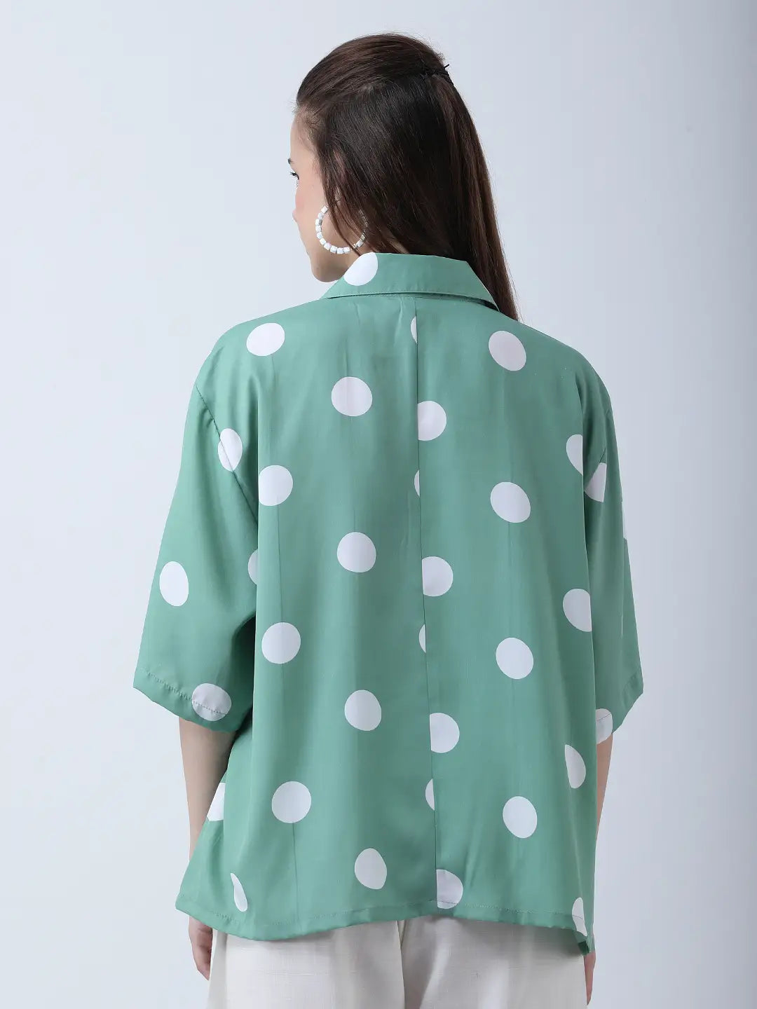 Green polka oversized shirt