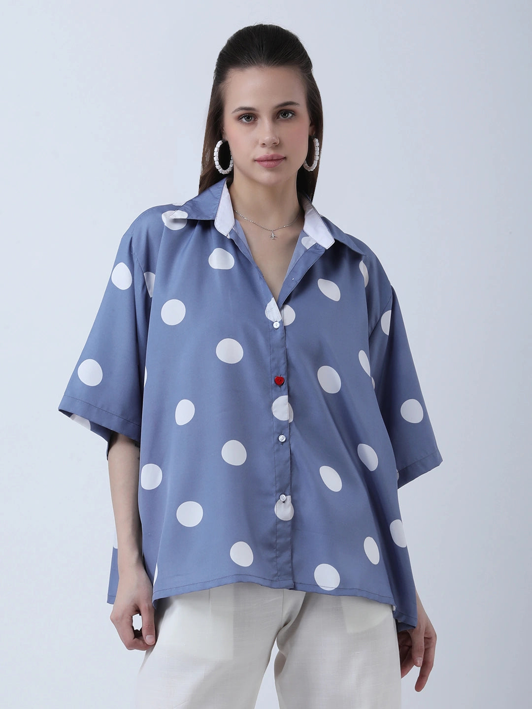Light blue polka oversized shirt