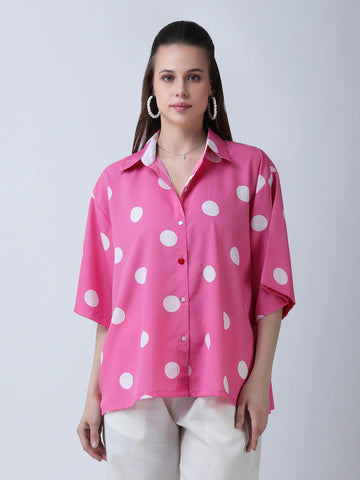 Pink polka oversized shirt